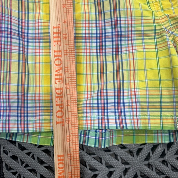 Polo Ralph Lauren Plaid Swim Trunks Shorts Yellow Green Blue Men's L - Picture 2 of 6